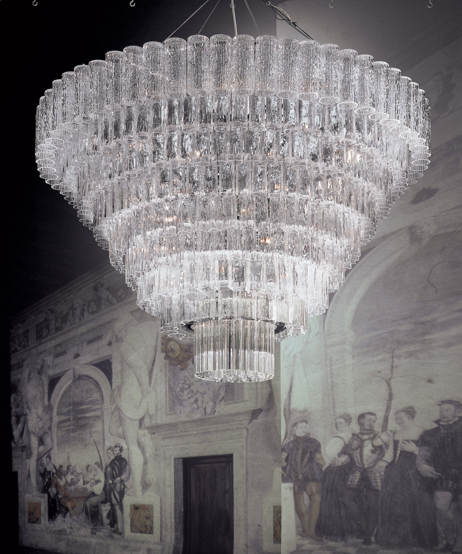 4121/100-RC ЛЮСТРА из дутого муранского стекла с рельефной поверхностью, доступного в четырёх цветовых решениях,металлическая структура в полированном хроме или в золоте 24 карата Patrizia Volpato Glace Glacé - Вид №1