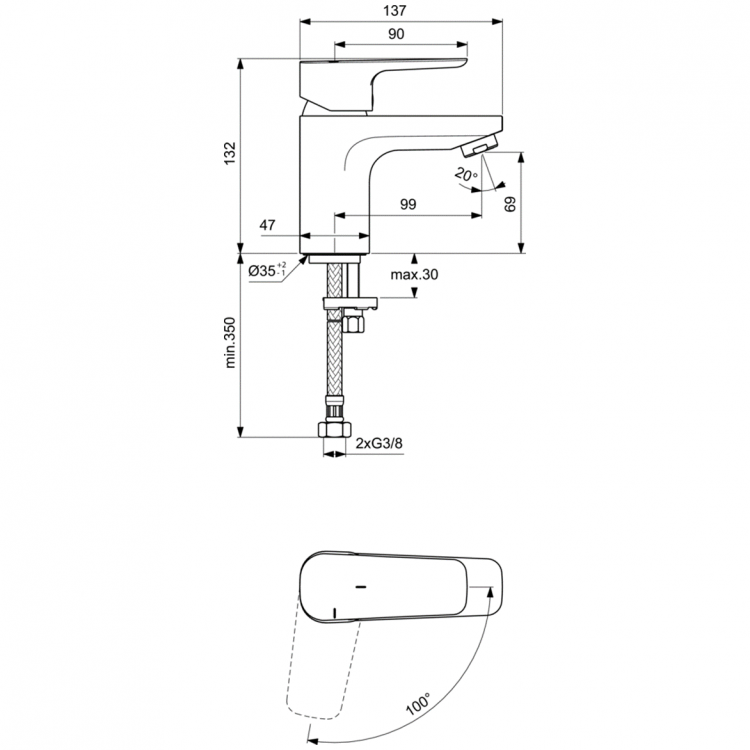 BC565AA Смеситель для раковины Ideal Standard CERAPLAN III SLIM  - Вид №4