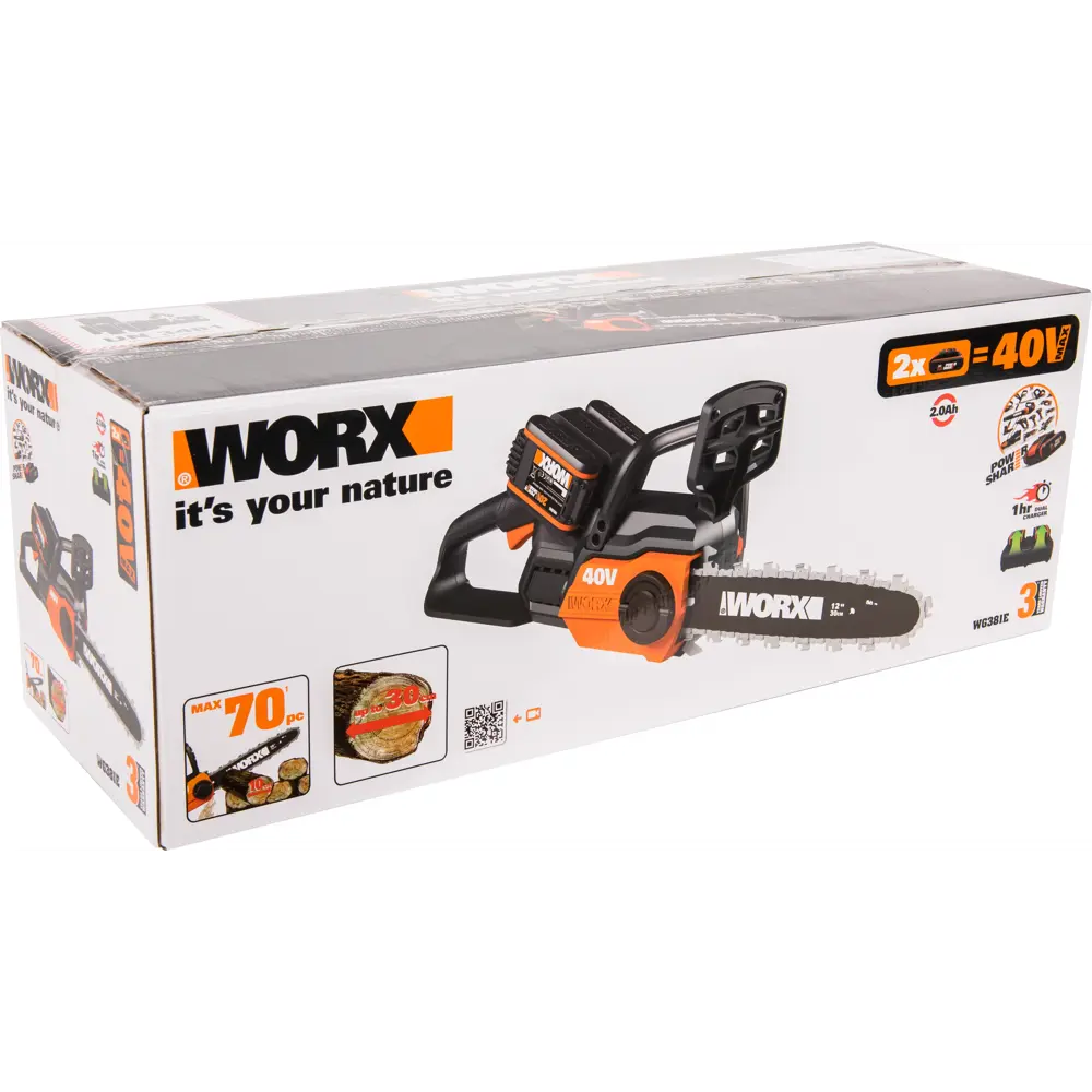 Аккумуляторная пила Worx WG381 40 В шина 30 см АКБ (2 шт) и ЗУ (двойное) в комплекте 83014949 STLM-2020163  - Вид №10