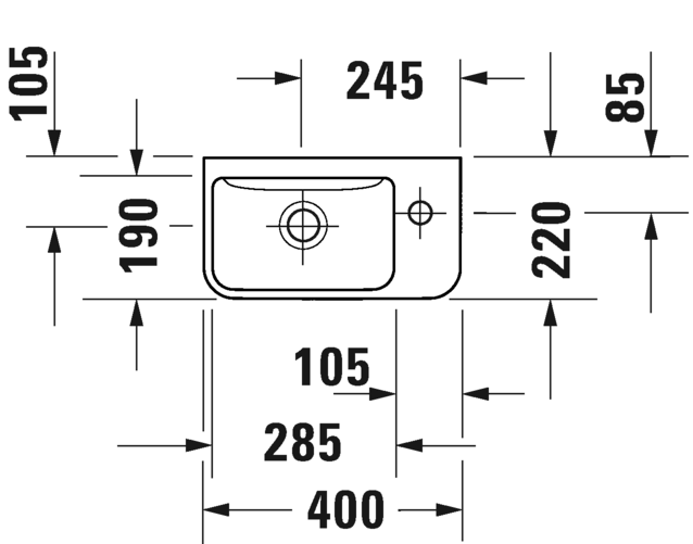 0717403200 Подвесная раковина настенная овальная Duravit ME BY STARCK - Вид №1