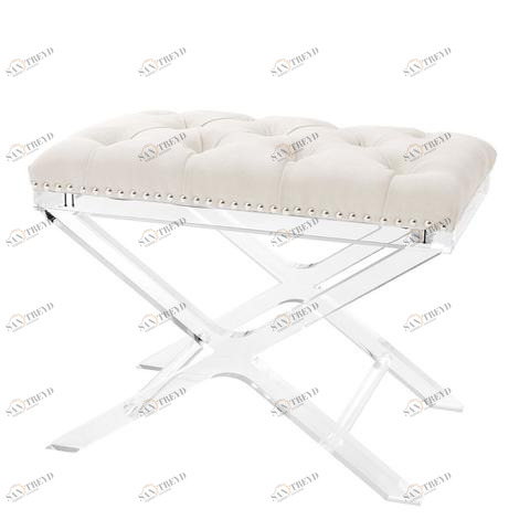 Табуретка Bruno от Eichholtz Белый/Прозрачный EICHHOLTZ EICHHOLTZ 060442 Прозрачный 