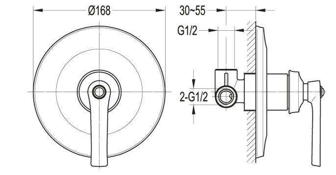 Встраиваемый однорычажный смеситель Cezares LIBERTY-F-DIM-01 - Вид №1