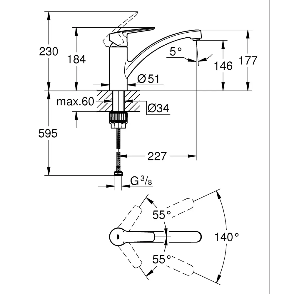 Смеситель кухонный Grohe Start высота 18.4 см цвет хром STLM-2166363 - Вид №9