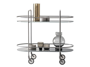 Тележка для еды из стали и хрусталя