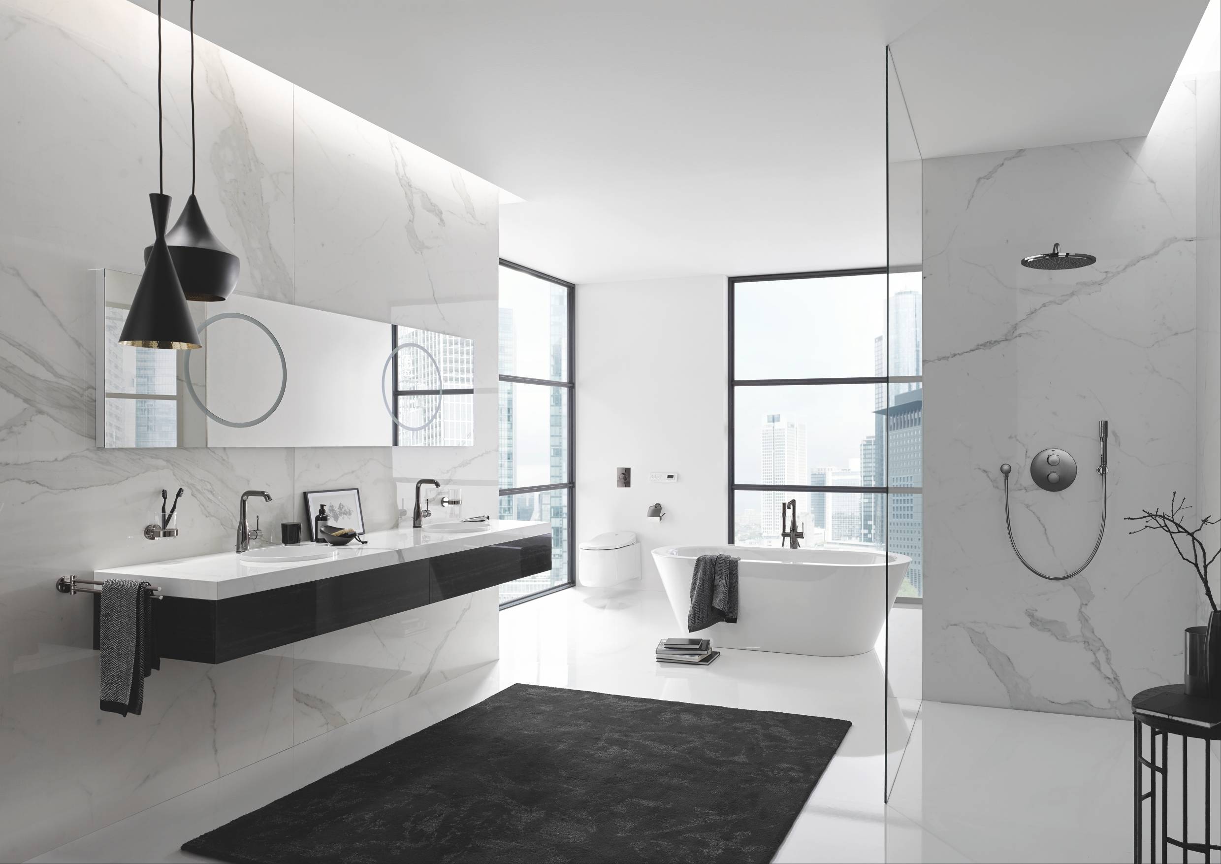 Смеситель для раковины GROHE Essence New с донным клапаном, L-Size, темный графит глянец (32628A01) - Вид №7