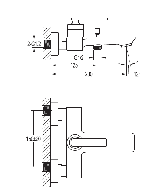 Смеситель для ванны и душа Cezares CITY-F-VD-01 - Вид №1