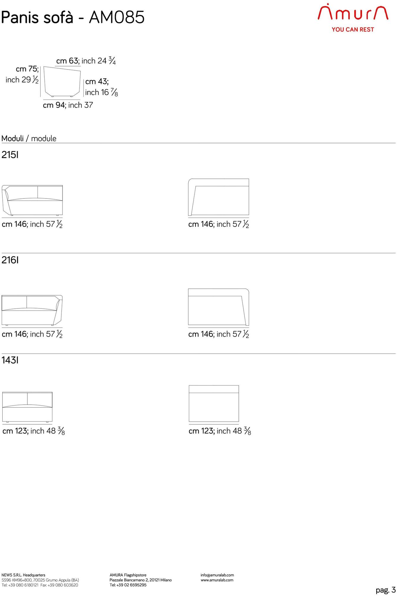 AMURA 3-х местный диван Panis Am085.589 - Вид №8