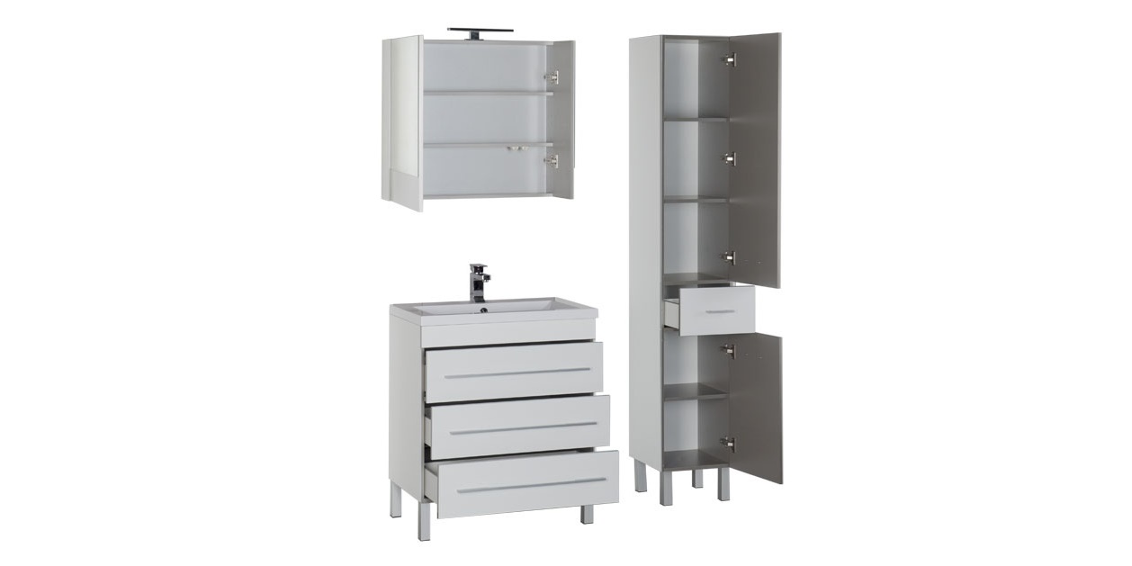 Комплект мебели Aquanet Верона 75 белый (напольный 3 ящика) 00178509 - Вид №2