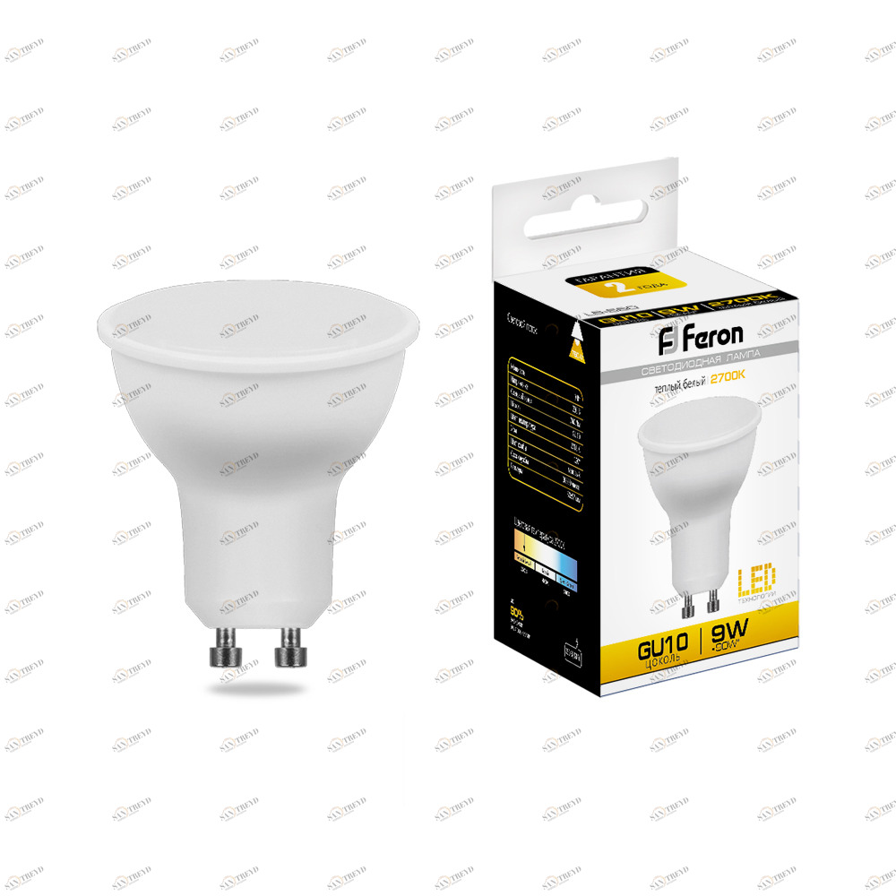 Лампа светодиодная Feron MR16 GU10 9W 2700K LB-560 25842 FERON  00-3956609 Матовый 