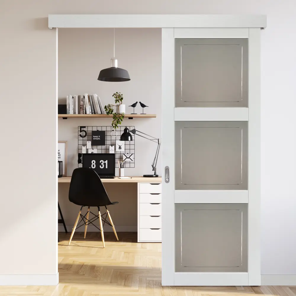 Дверь межкомнатная со стеклом Адажио 70x200 см Hardflex белый с замком и петлями 88287692 STLM-2120509 МАРИО РИОЛИ  - Вид №6