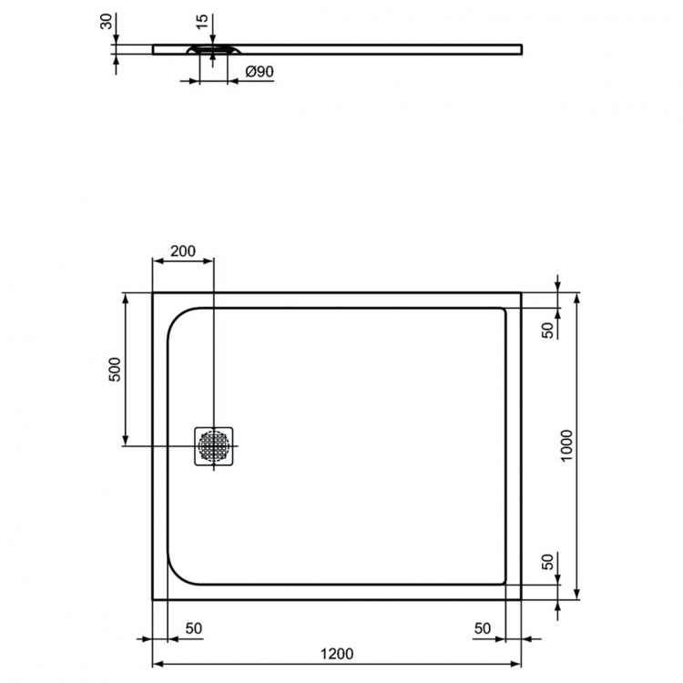 K8232FR Душевой поддон 120х100 см Ideal Standard ULTRAFLAT S  - Вид №2