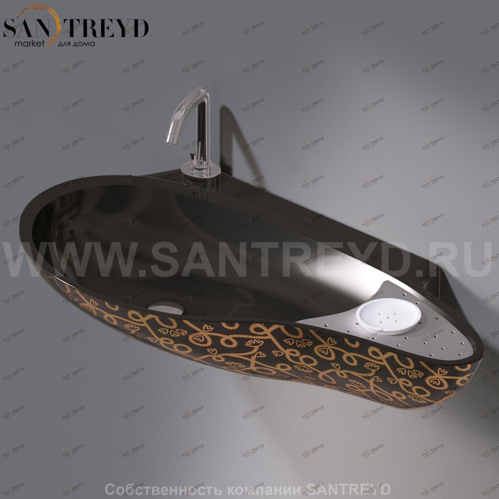 L235T0R1V4..401G Подвесная раковина настенная овальная A. e T. Italia SPOT черная AeT ITALIA ACCENT L235T0R1V4.401G