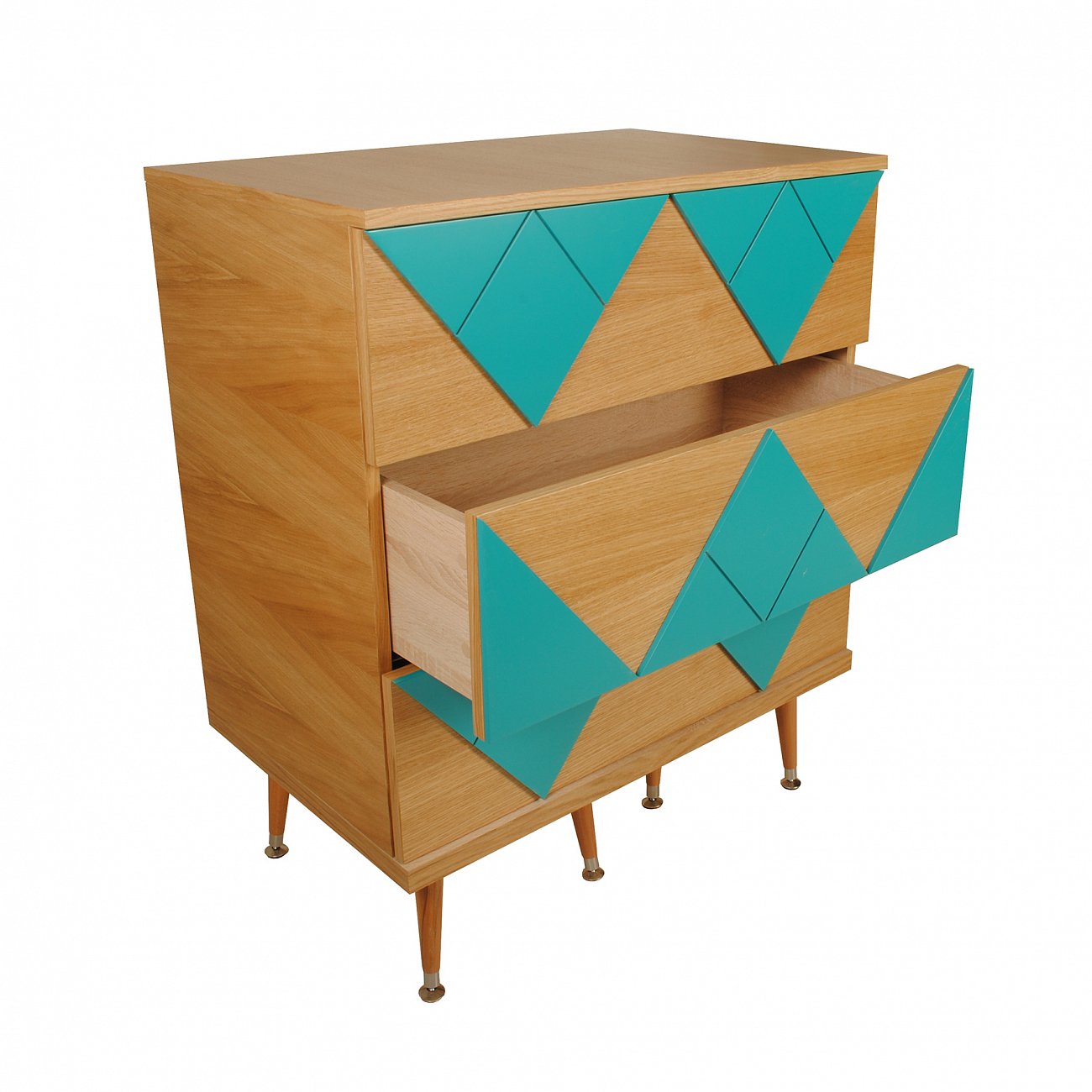 Комод с деревянными ножками и 3 ящиками белый Lady Woo WOODI  00-3965960 Бежевый;дуб сонома;белый  - Вид №7