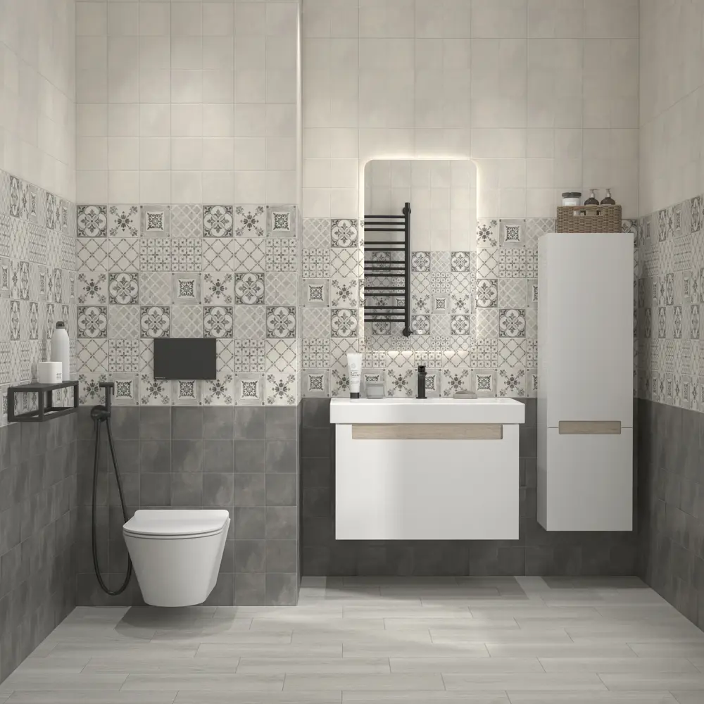 Настенная плитка Kerama Marazzi Бордо 25x40 см в стильном темно-сером исполнении 89380746 STLM-1397922 - Вид №1