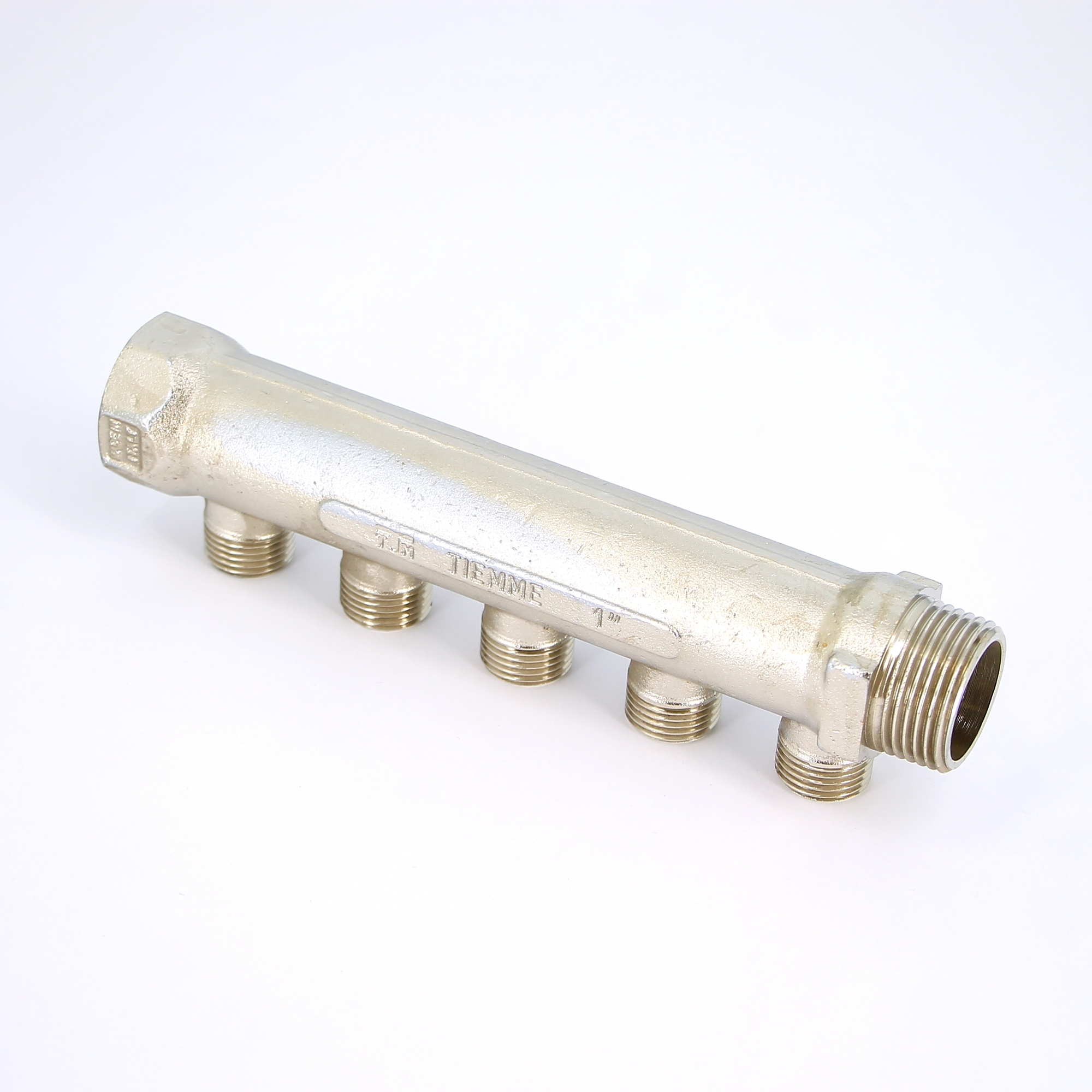 Коллектор НВ 1" никелированный TIEMME 5 выходов 1/2"Н 36мм 1910049 - Вид №4