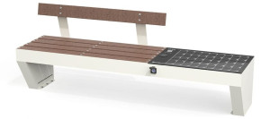 Скамья с розетками, беспроводной зарядкой и фотоэлектрической панелью