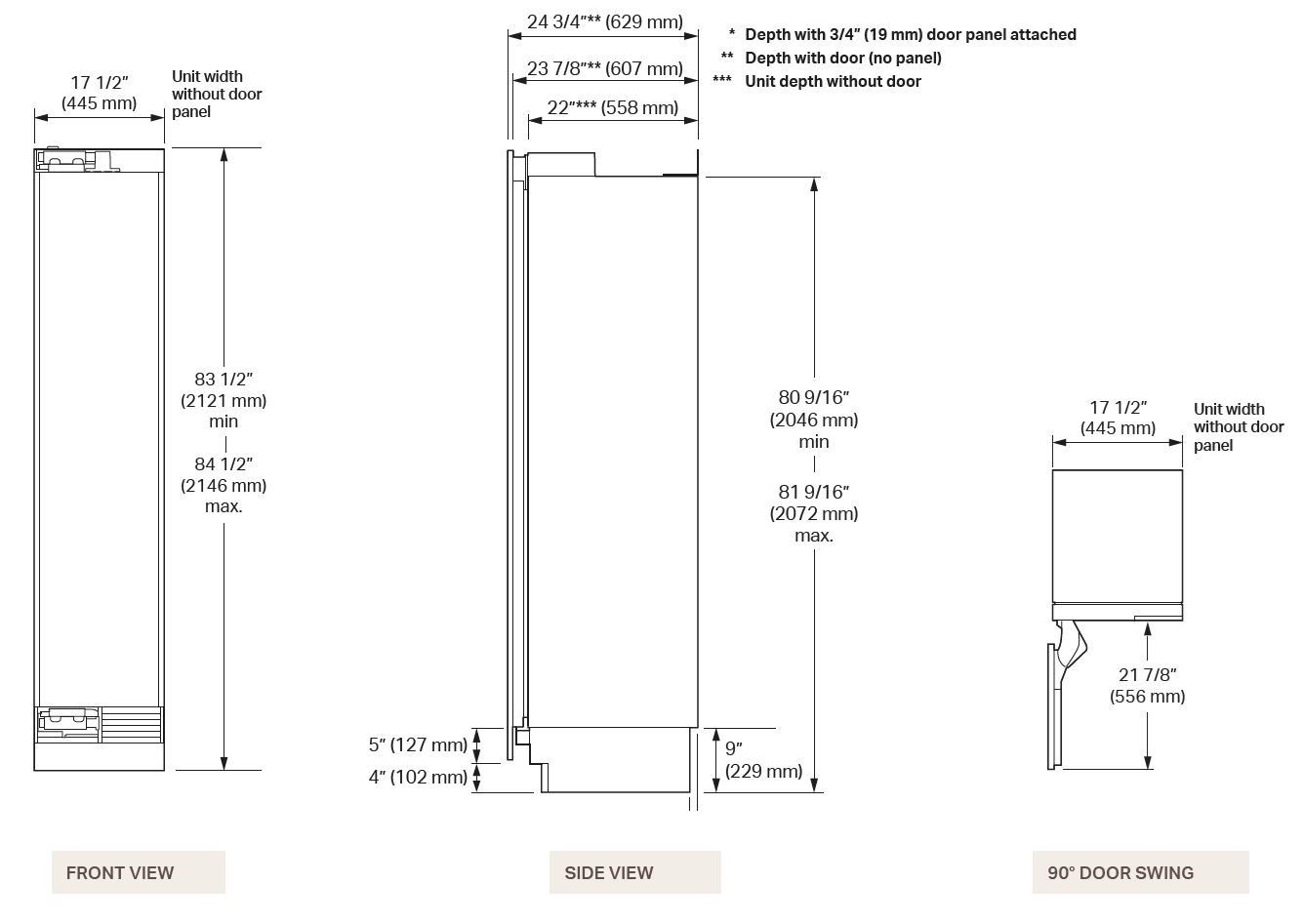 Column freezer 18" SKS | Signature Kitchen Suite SKSCF1811P ARCH-00066487 - Вид №3