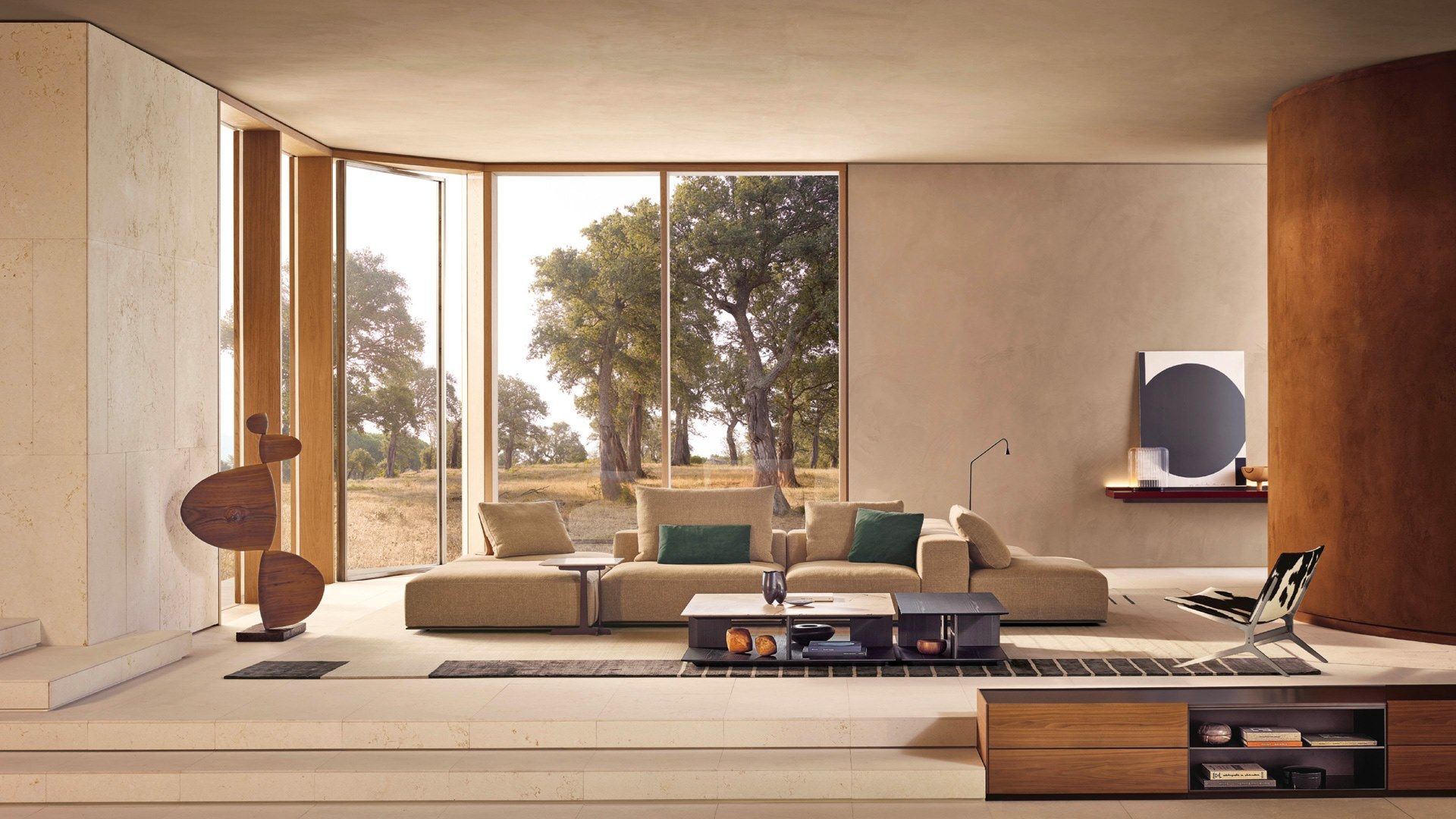 Низкий деревянный шкаф для телевизора с ящиками Poliform код ARCH-00114918 - Вид №6