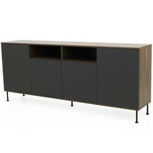 Сервант Tenzo Daxx, меламин/металл, 90х217х43 см, серо-коричневый