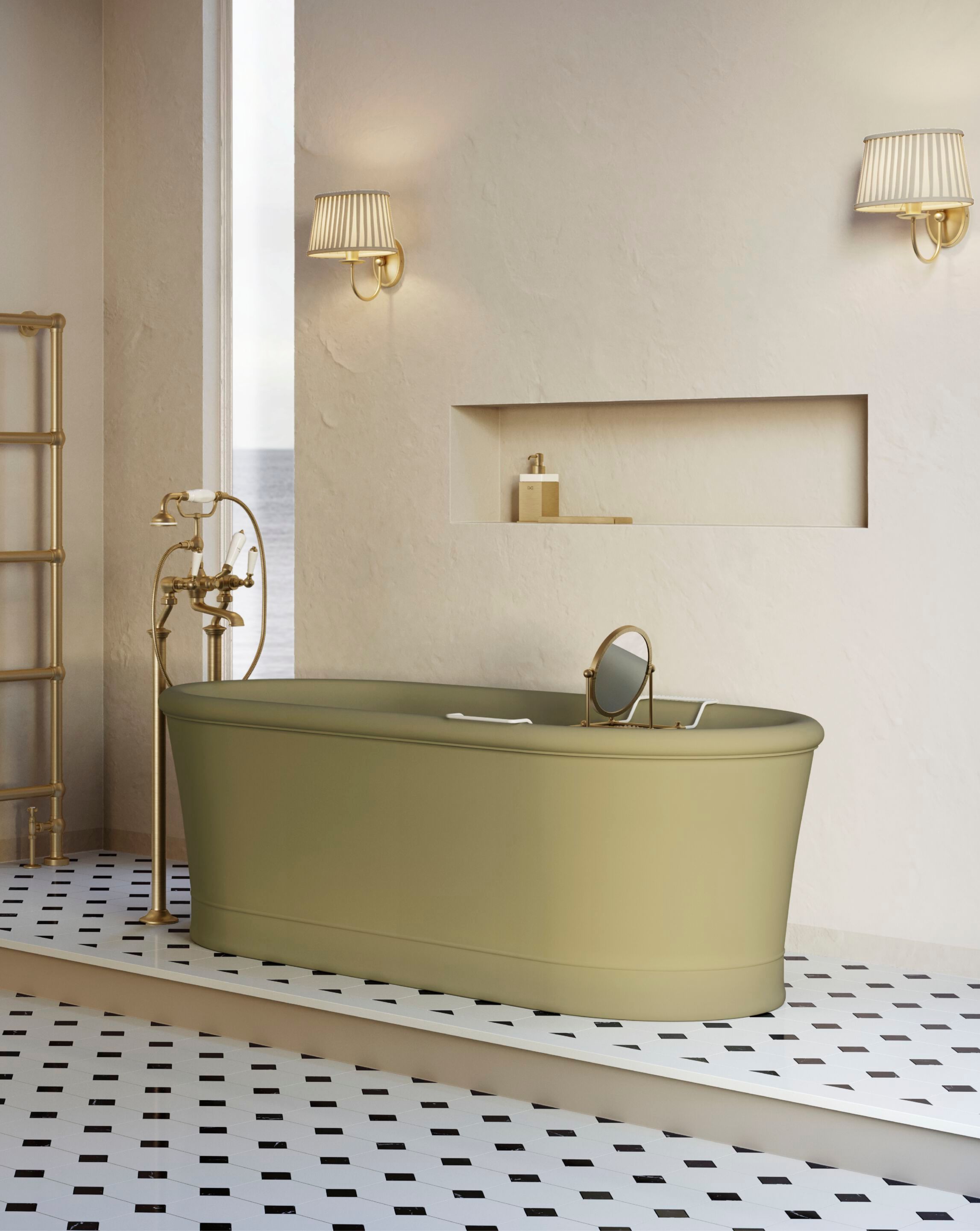 Овальная ванна в центре комнаты в White Tec Plus Devon&Devon CELINE PETITE WHITE ARCH-00010427 - Вид №1