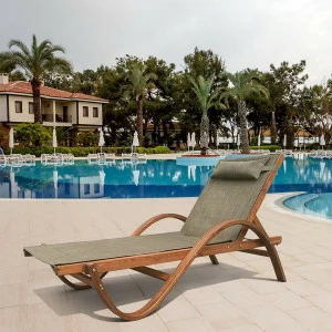 Шезлонг-лежак с подлокотниками в виде зигзага "Мальта" Olive AFINA  130447 Коричневый