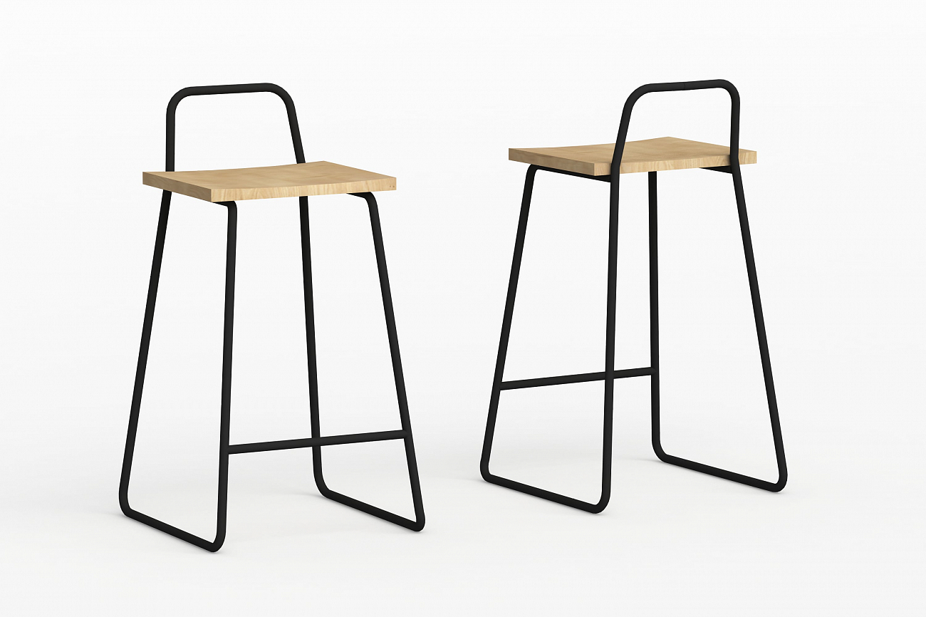 Барный стул с деревянным сиденьем бирюзовый Bauhaus WOODI  00-3966223 Голубой  - Вид №1