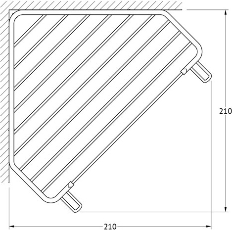 RYN 006 Полочка-решетка с крючками угловая 2-х ярусная 23/23 cm FBS Ryna - Вид №1