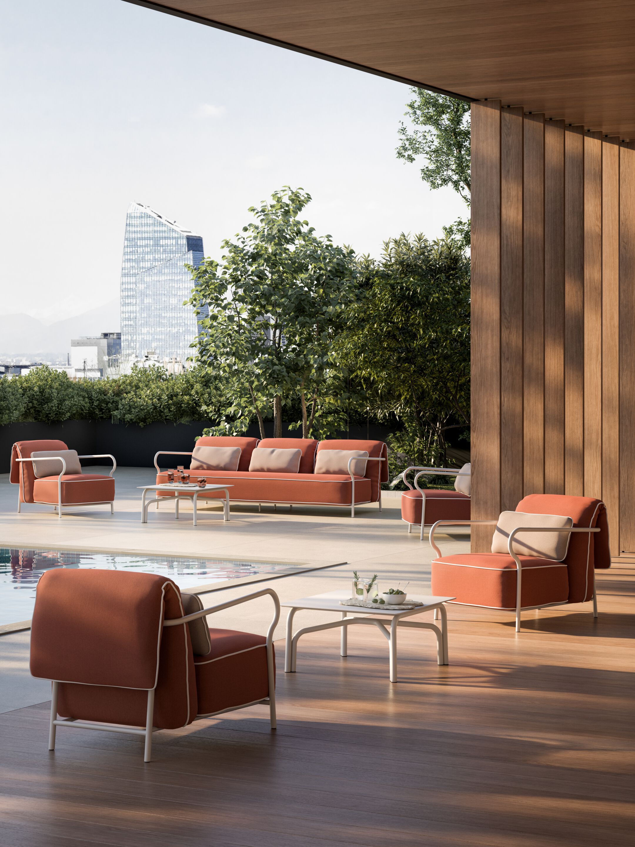 Алюминиевый низкий квадратный садовый стол Unopiù Salò ARCH-00058300 - Вид №4