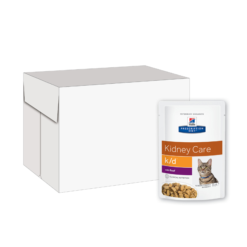 ПР0025245*12 Корм для кошек Hill"s Prescription Diet Feline K/D при заболевании почек, говядина пауч 85г (упаковка - 12 шт) Hill's 