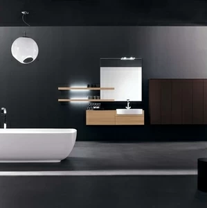 Комбинация ванной комнаты KU 61 в отделке Feel 66 MillTek / 86 Noce / L70 Moka opaco MILLDUE KUBIK