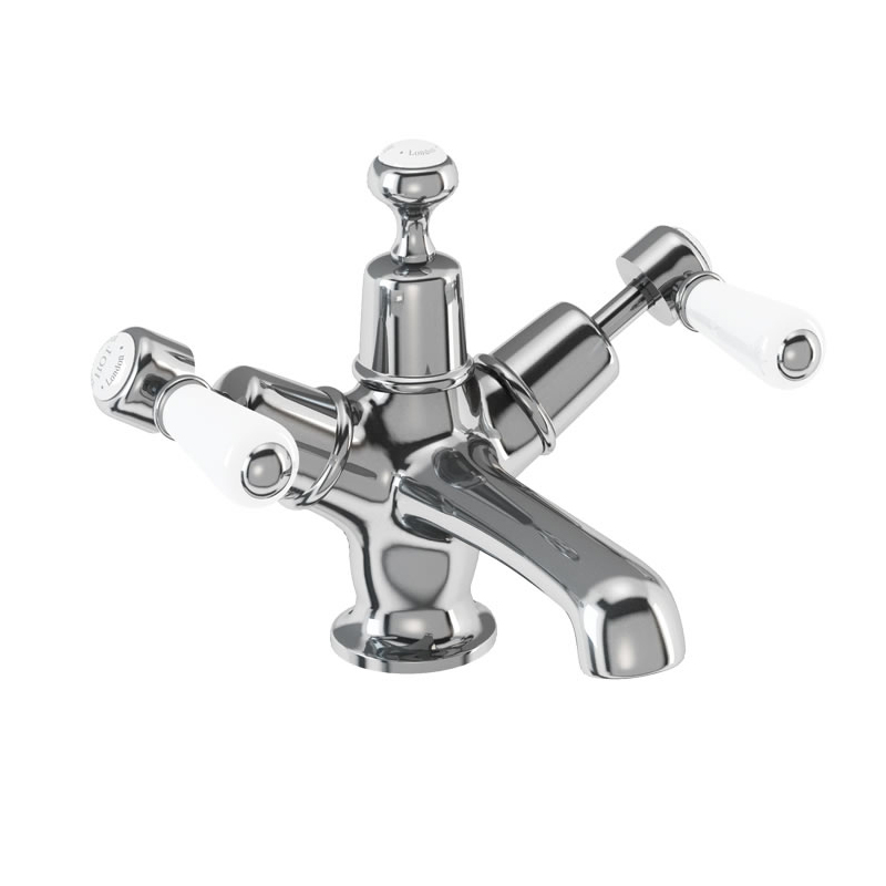 Burlington Смеситель для раковины Kensington с системой очистки отходов Click-Clack Четверть оборота с черным акцентом KE6 BLA 