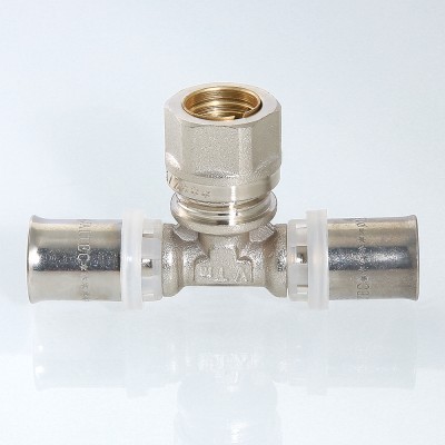 VTm.233.I.201520 Пресс-фитинг – тройник с переходом на обжимное соединение Valtec 20 x 15 x 20 мм  - Вид №8