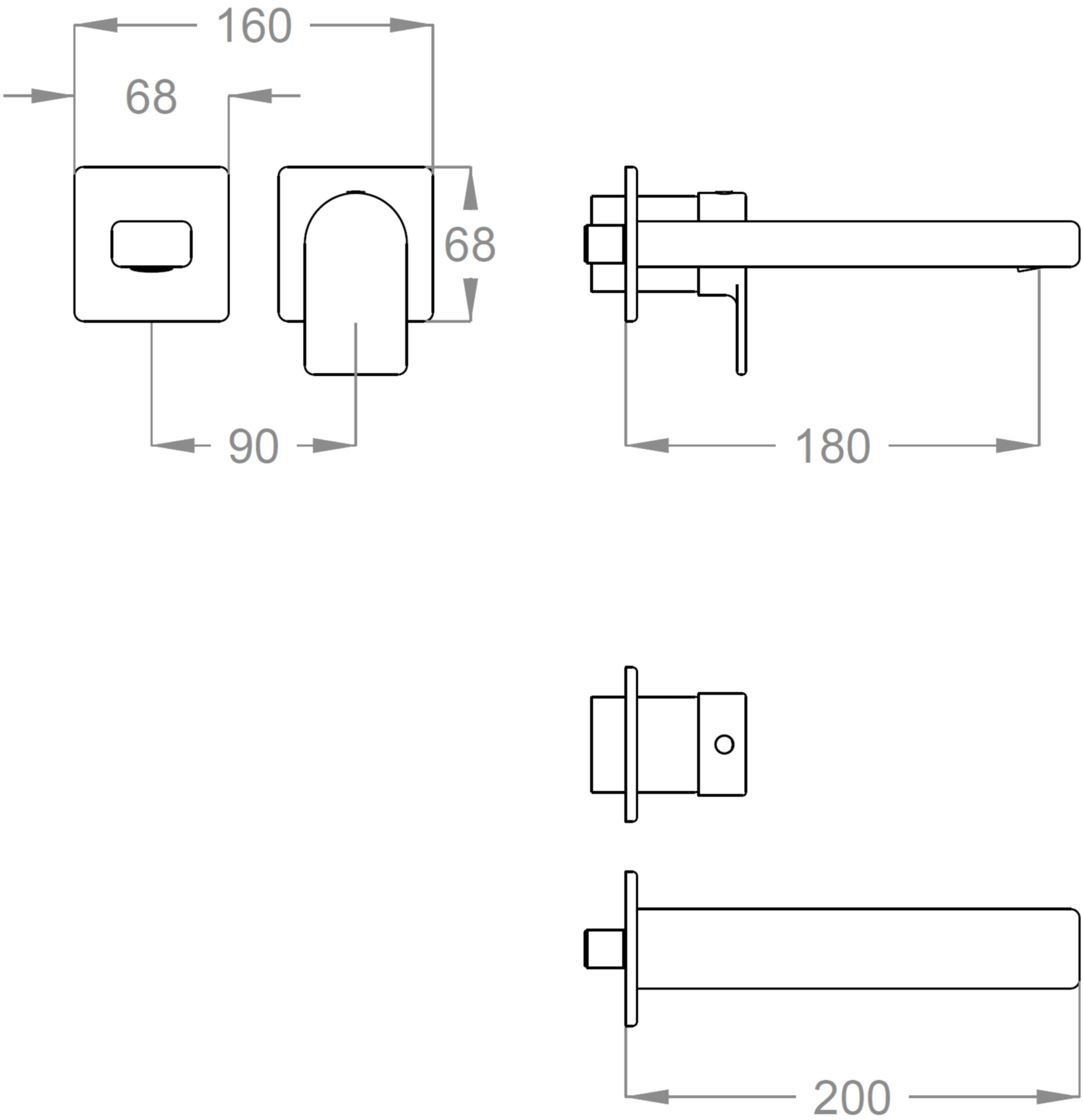 Fir Italia Смеситель для умывальника настенный из латуни Doda 67 6718108 - Вид №1