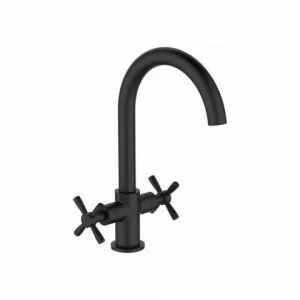 Orange Mia M34-821B двухзахватный смеситель для раковины/кухни с поворотным изливом, цвет: черный матовый белый