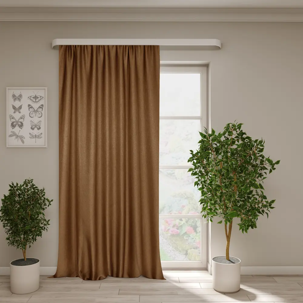 Штора Литрас на ленте 200x280 см - элегантный коричневый для гостиной 89422747 Santreyd STLM-1582692