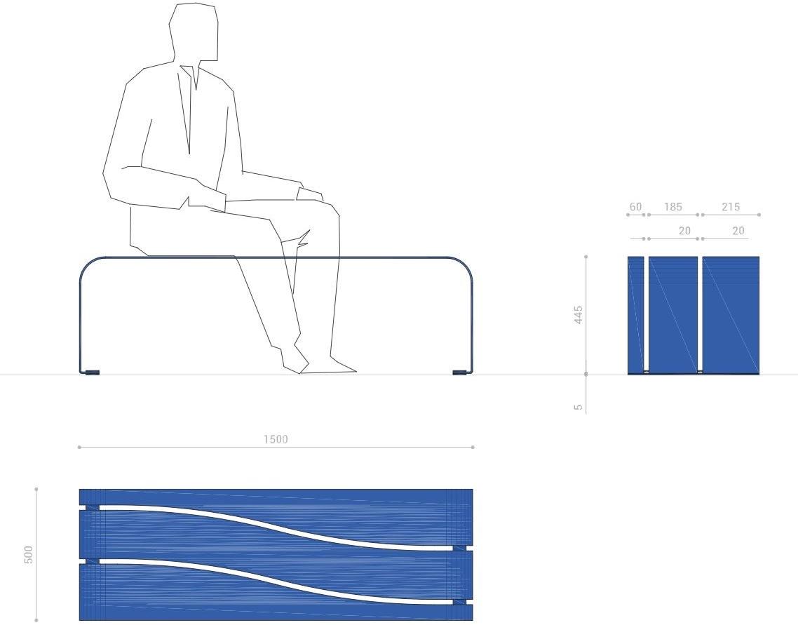 DIMCAR Скамья из оцинкованной стали без спинки  G470  - Вид №2