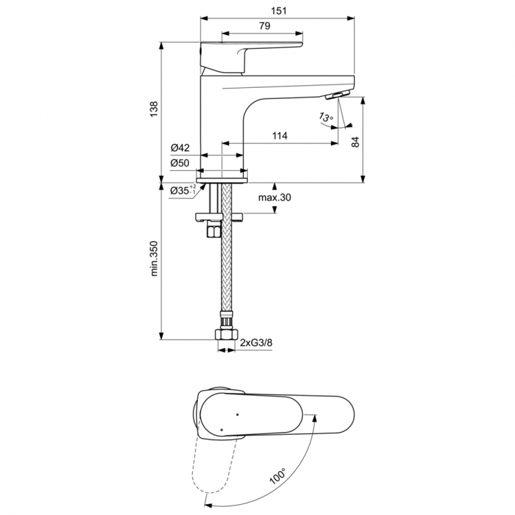 BC697AA Смеситель для раковины CERAFINE MODEL O Ideal Standard CERAFINE O - Вид №1