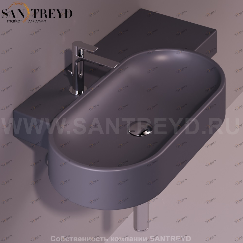 FL23ANTRACITEMATT Подвесная раковина настенная овальная Simas Flow черная