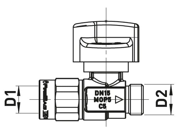 Прямой клапан с резьбой Firebag® для газовых приборов и шлангов TECO G2 ARCH-00098544 - Вид №2