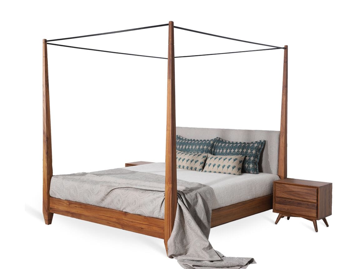 Двуспальная кровать из тикового дерева с балдахином Alankaram DRITTO ARCH-00006004