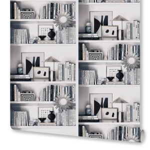 Флизелиновые обои DECO-DECO Decor с узором «Книга» в серых тонах 89391014
