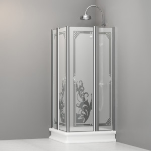 9145P0 Душевая кабинаDX/SX с двумя распашными дверьми и неподвижными элементами для душевого поддона квадрат 90x90, цвет Хромированный Kerasan RETRO Италия