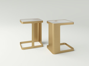 Журнальный столик из латуни и стекла