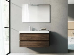 Mobiltesino Подвесная тумба под умывальник из ламината с зеркалом Cromo