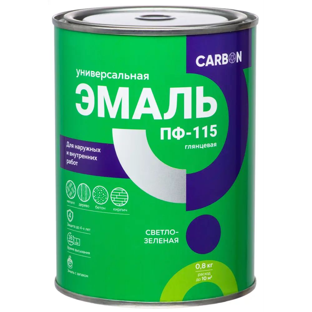 Эмаль ПФ-115 Carbon глянцевая цвет светло-зеленый 0.8 кг 82739752 STLM-2081820  - Вид №1