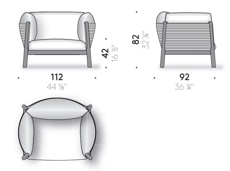 Съемное садовое кресло с подлокотниками DE PADOVA Як ARCH-00138389 - Вид №2