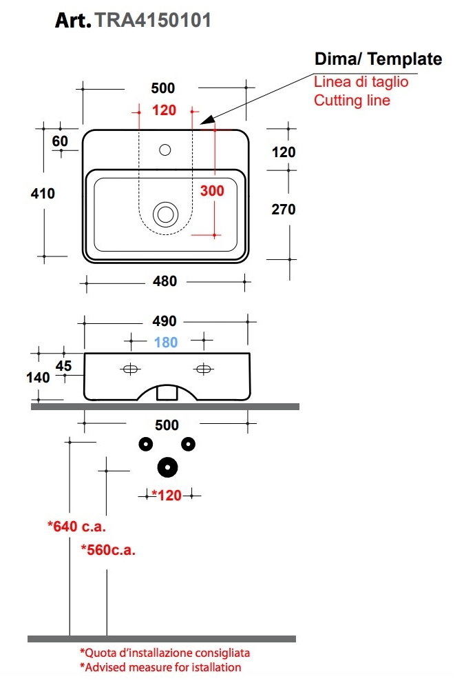 Подвесная раковина настенная овальная Olympia Ceramica Tratto белая sun-id-1439344 - Вид №3