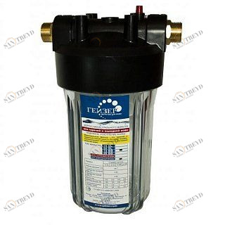 Корпус ГЕЙЗЕР ВВ 10" прозрачный для холодной воды, латунные ниппели 50685