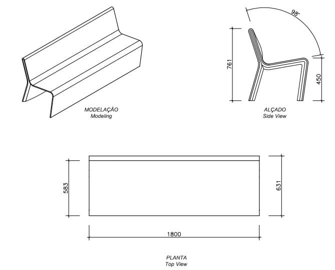 Бетонная скамья со спинкой amop чистый AR+ ARCH-00142468 - Вид №1