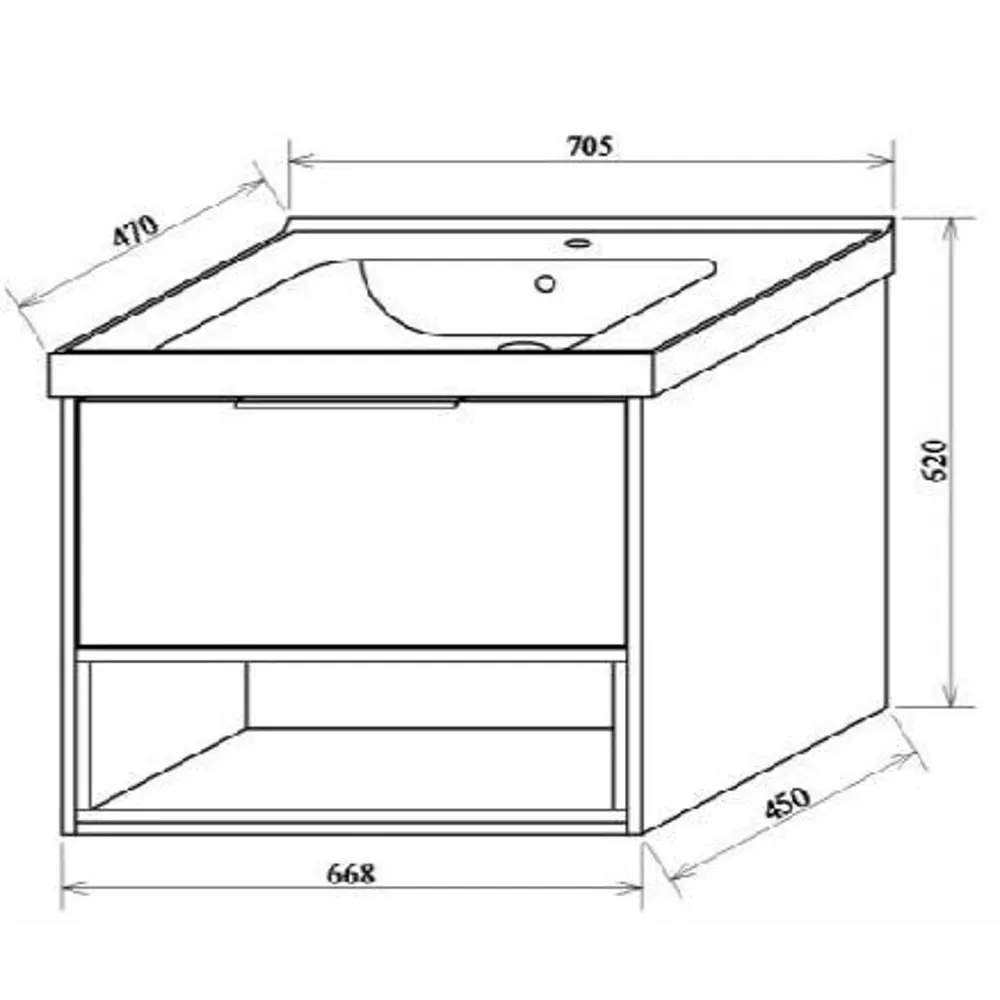 Тумба под раковину универсальная «Дана» 70 см, цвет серый цемент SANFLOR STLM-2063839 - Вид №4